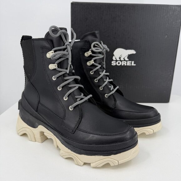 Sorel Shoes - Sorel Women's Brex Lace-up Boots size 7 Black/Chalk WATERPROOF Leather
